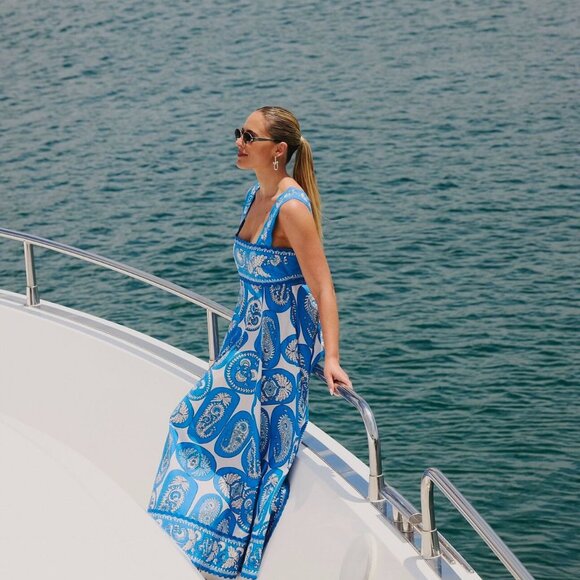 Alemais Blue and White Maxi Dress - Picture 2 of 10